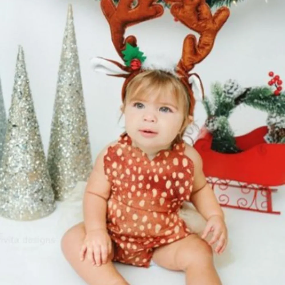 Bambi Headband Christmas Outfit Clothes Dress Romper Deer Smash Cake Birthday
